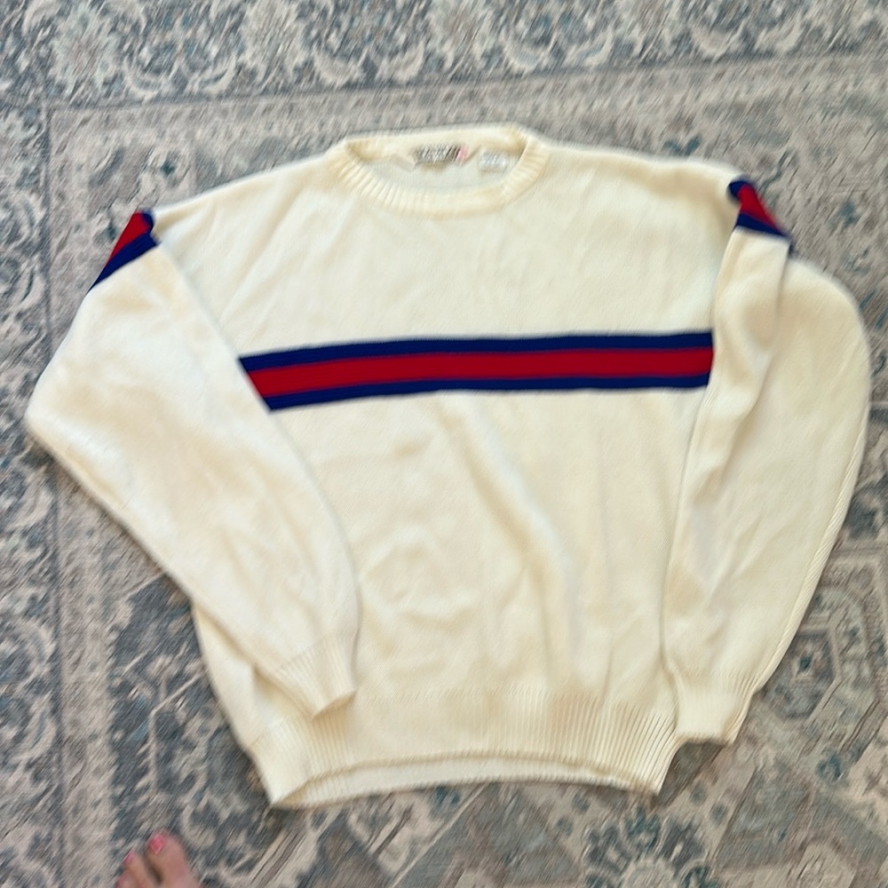Vintage 80s Ironwood trading company cream red/blue sweater size medium